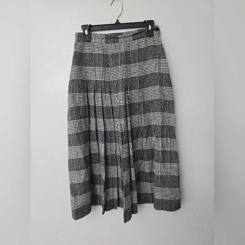 Vtg Chaus Womens Skirt 10 Houndstooth Plaid Preppy Academia Y2K Clueless Midi